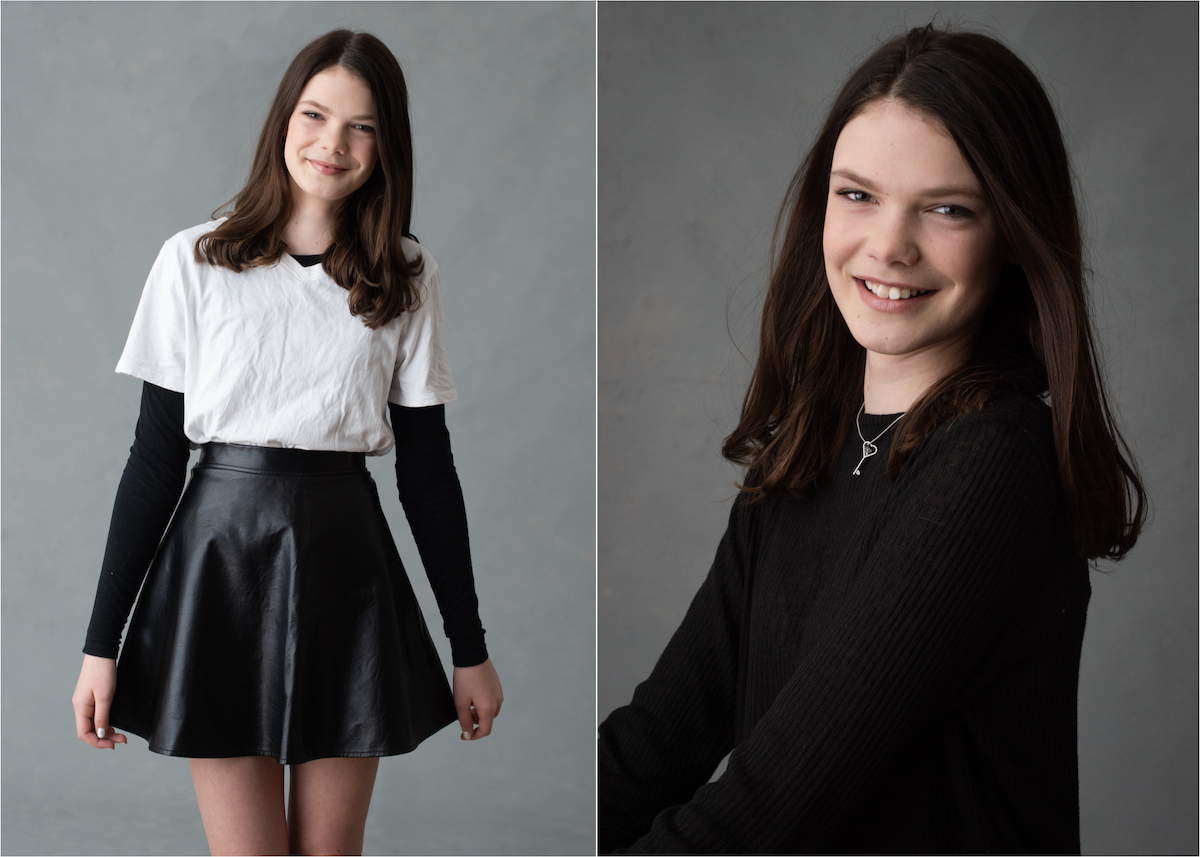 Tonårsfotografering i studio Tonårsporträtt Blicka studio Modellporträtt